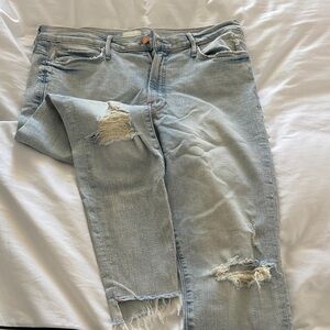 MOTHER Light Blue Distressed Women Jeans